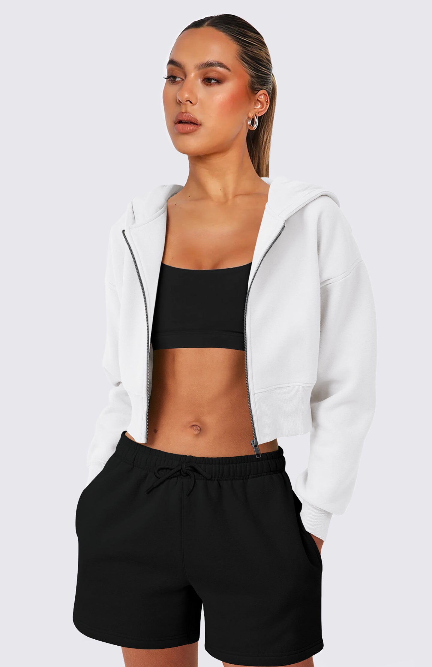 Women Lightweight Crop Open Front Jacket