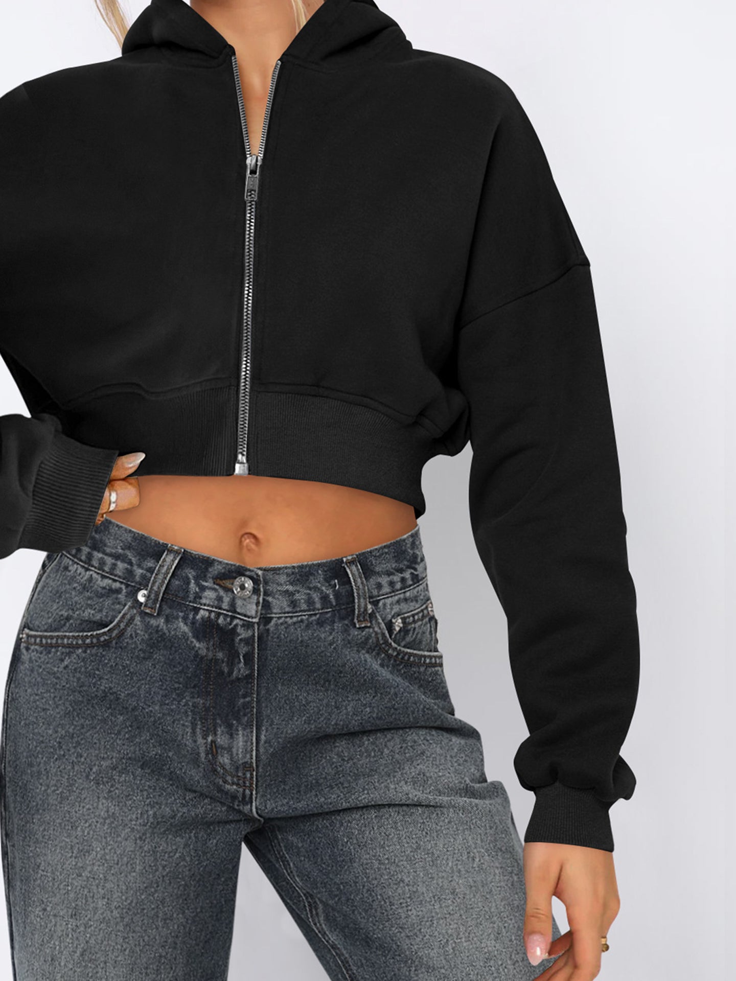 Women Lightweight Crop Open Front Jacket