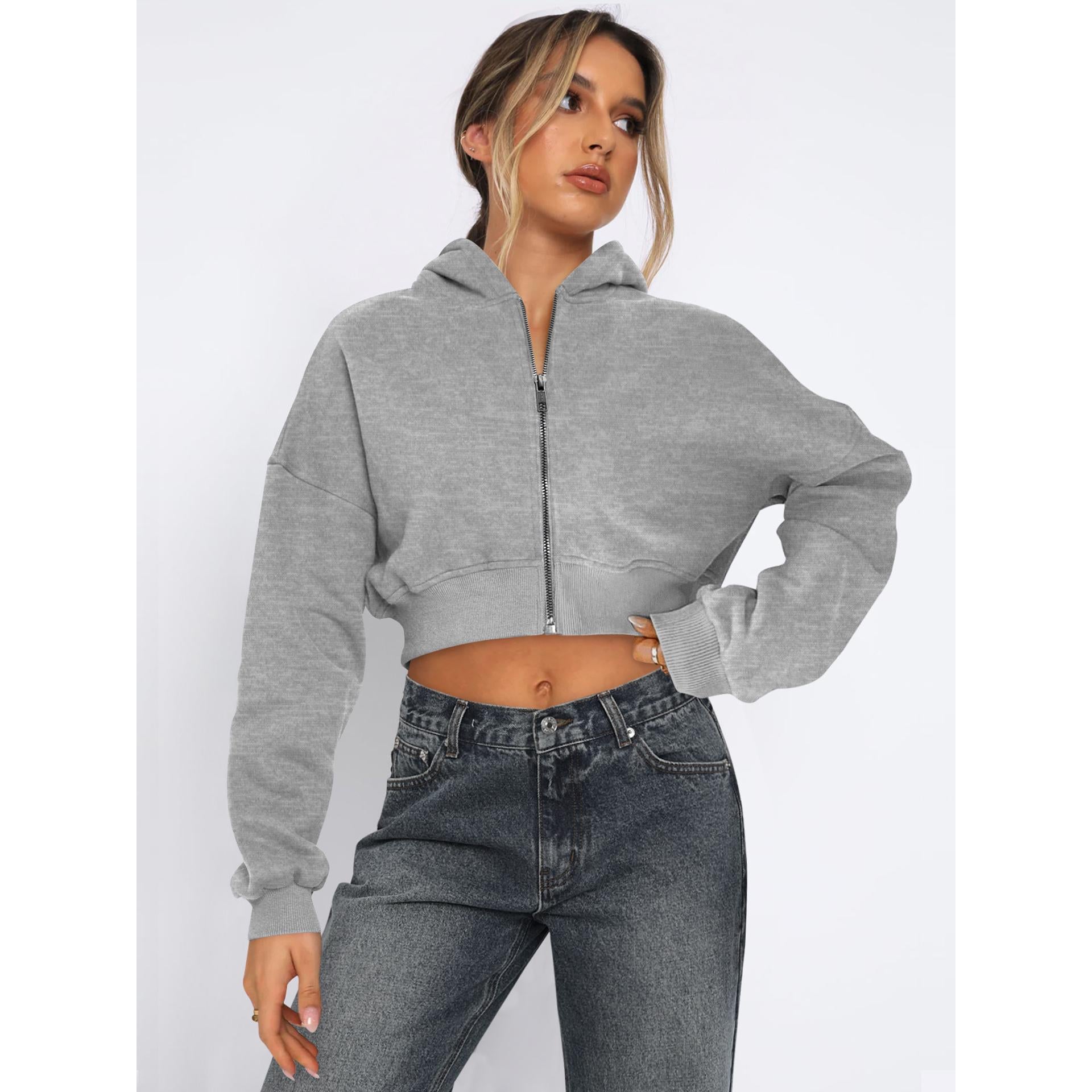 Women Lightweight Crop Open Front Jacket