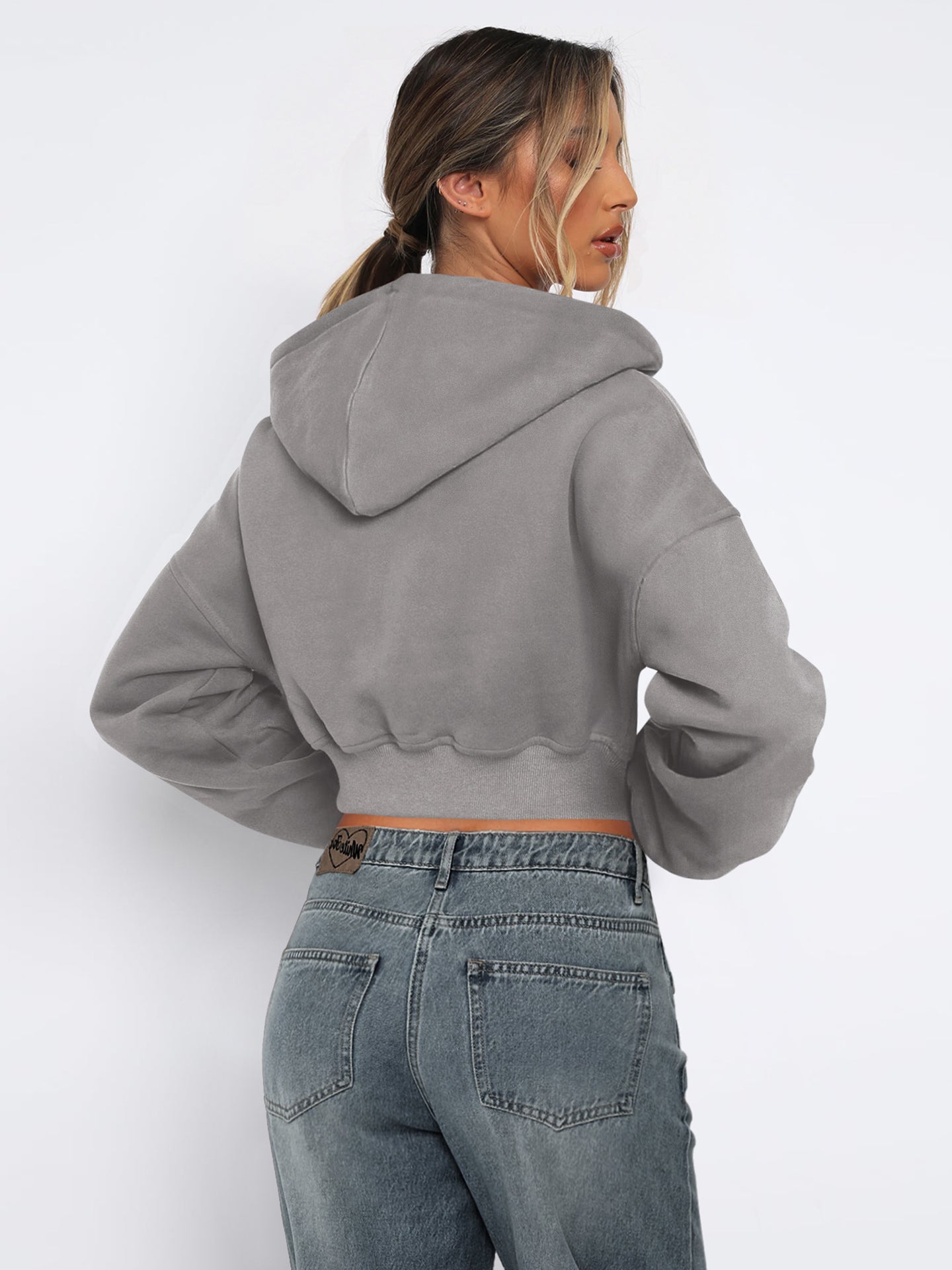 Women Lightweight Crop Open Front Jacket