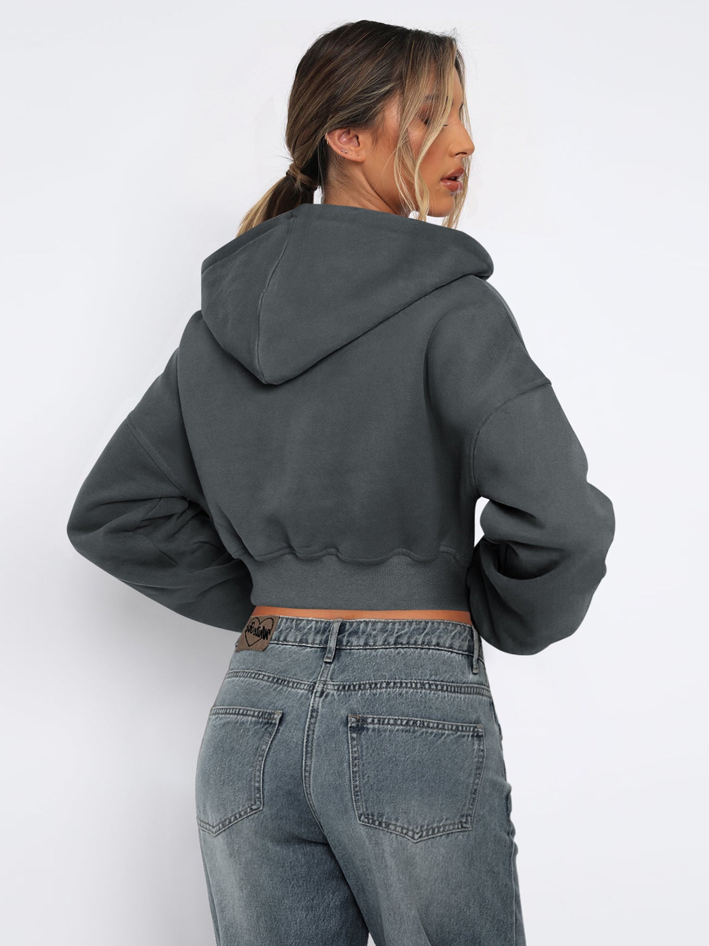 Women Lightweight Crop Open Front Jacket