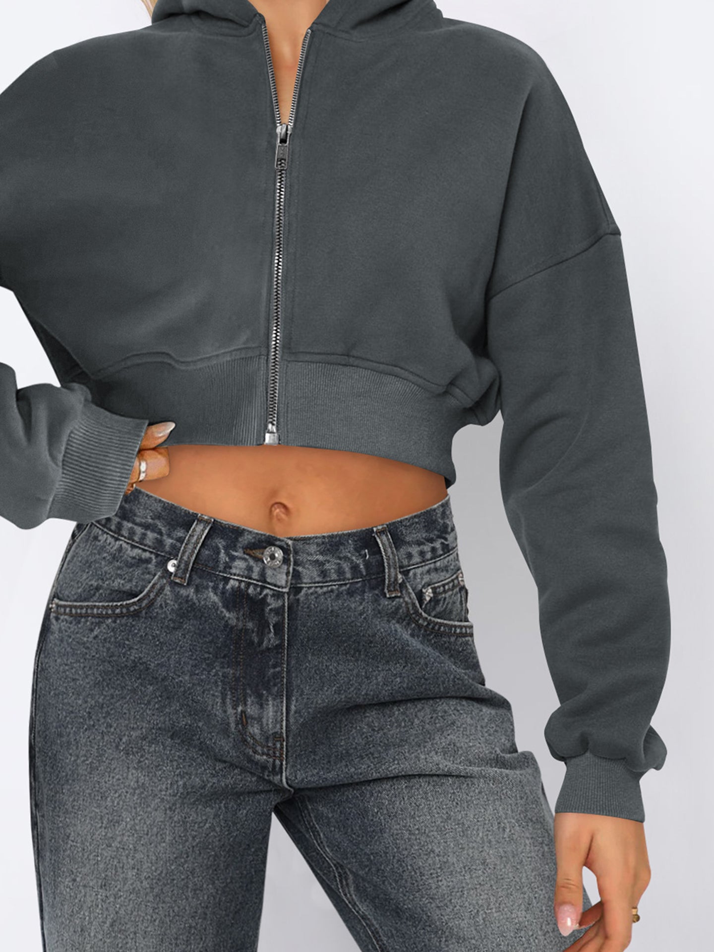 Women Lightweight Crop Open Front Jacket