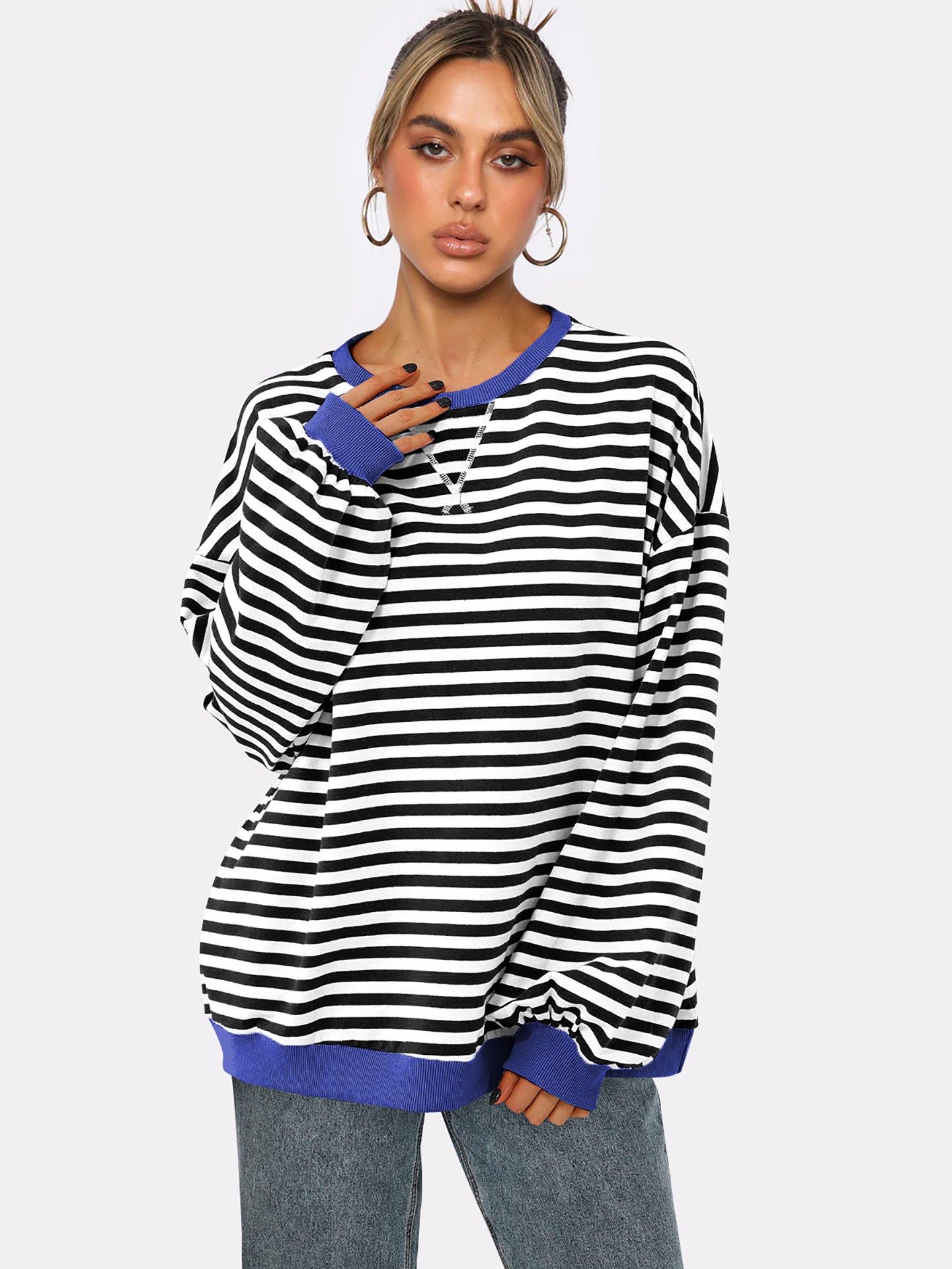 Women Striped Sweatshirt