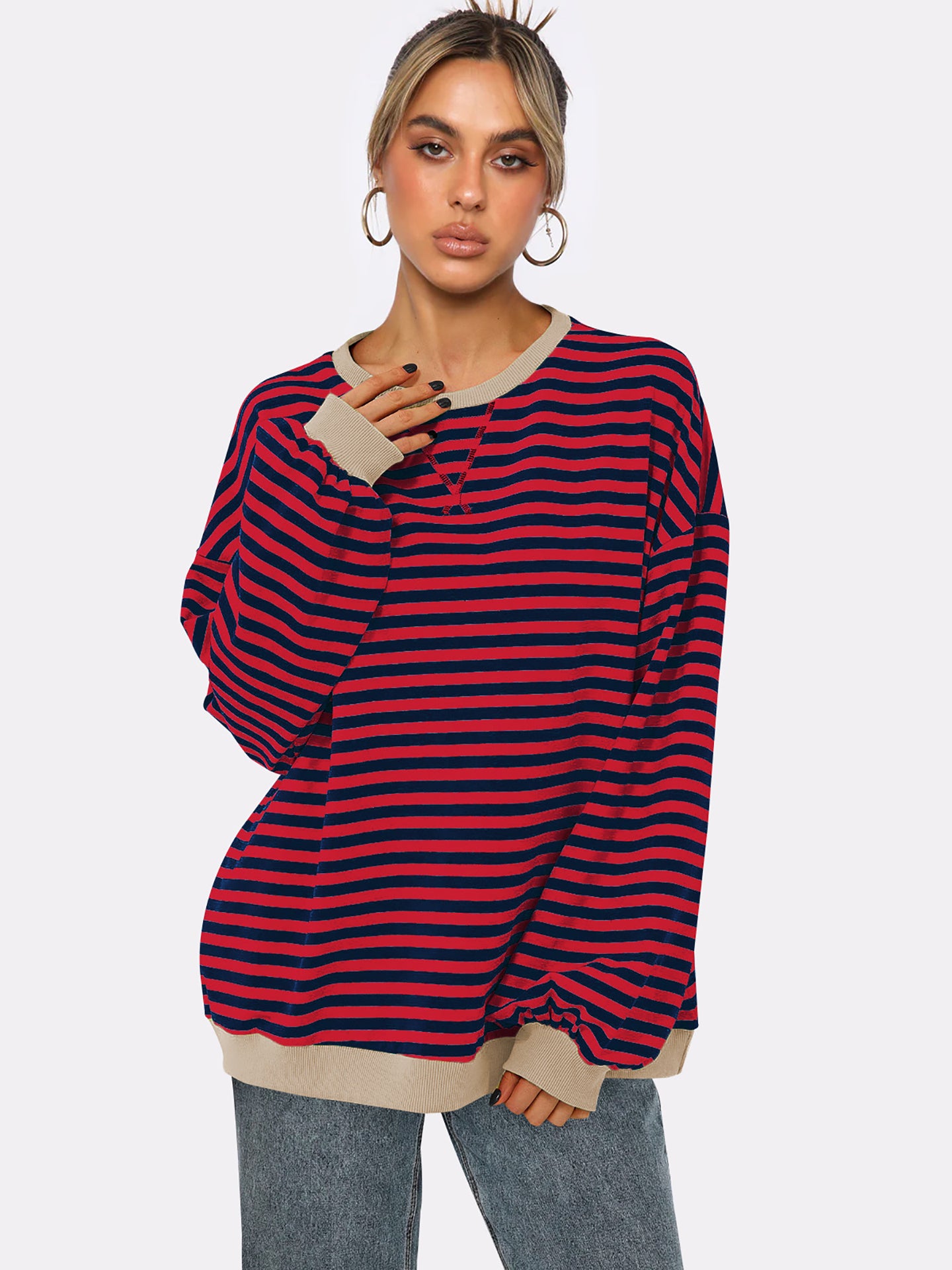 Women Striped Sweatshirt