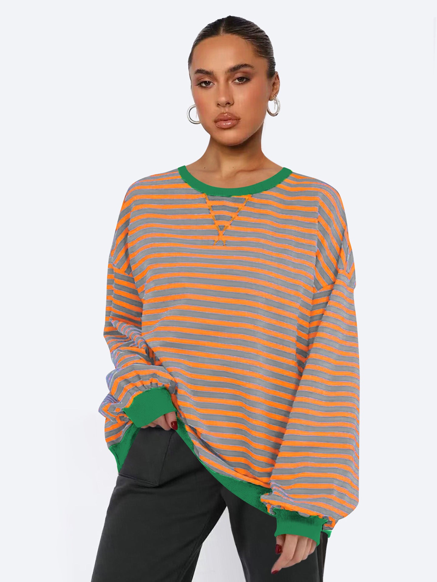 Women Striped Sweatshirt