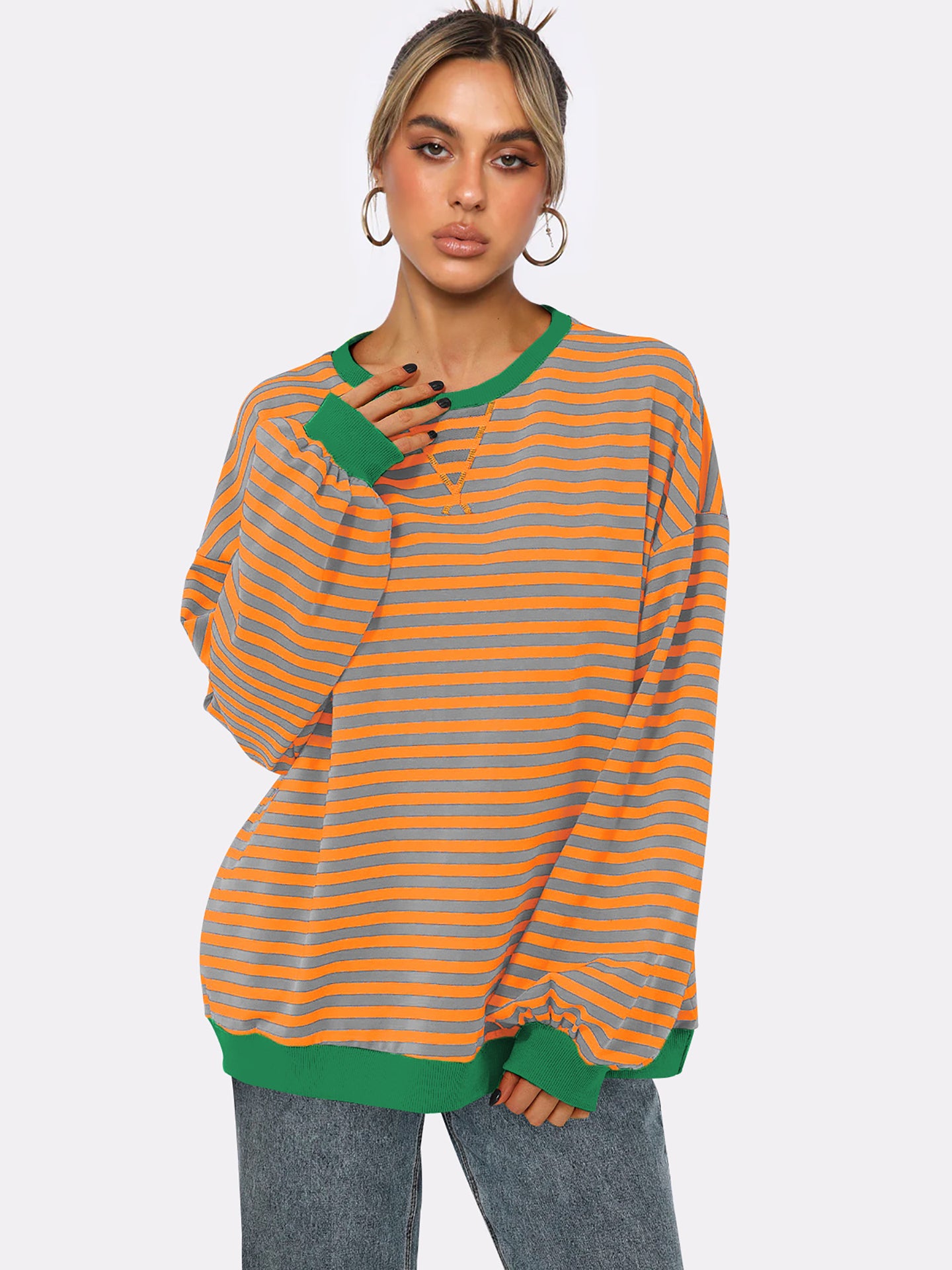 Women Striped Sweatshirt