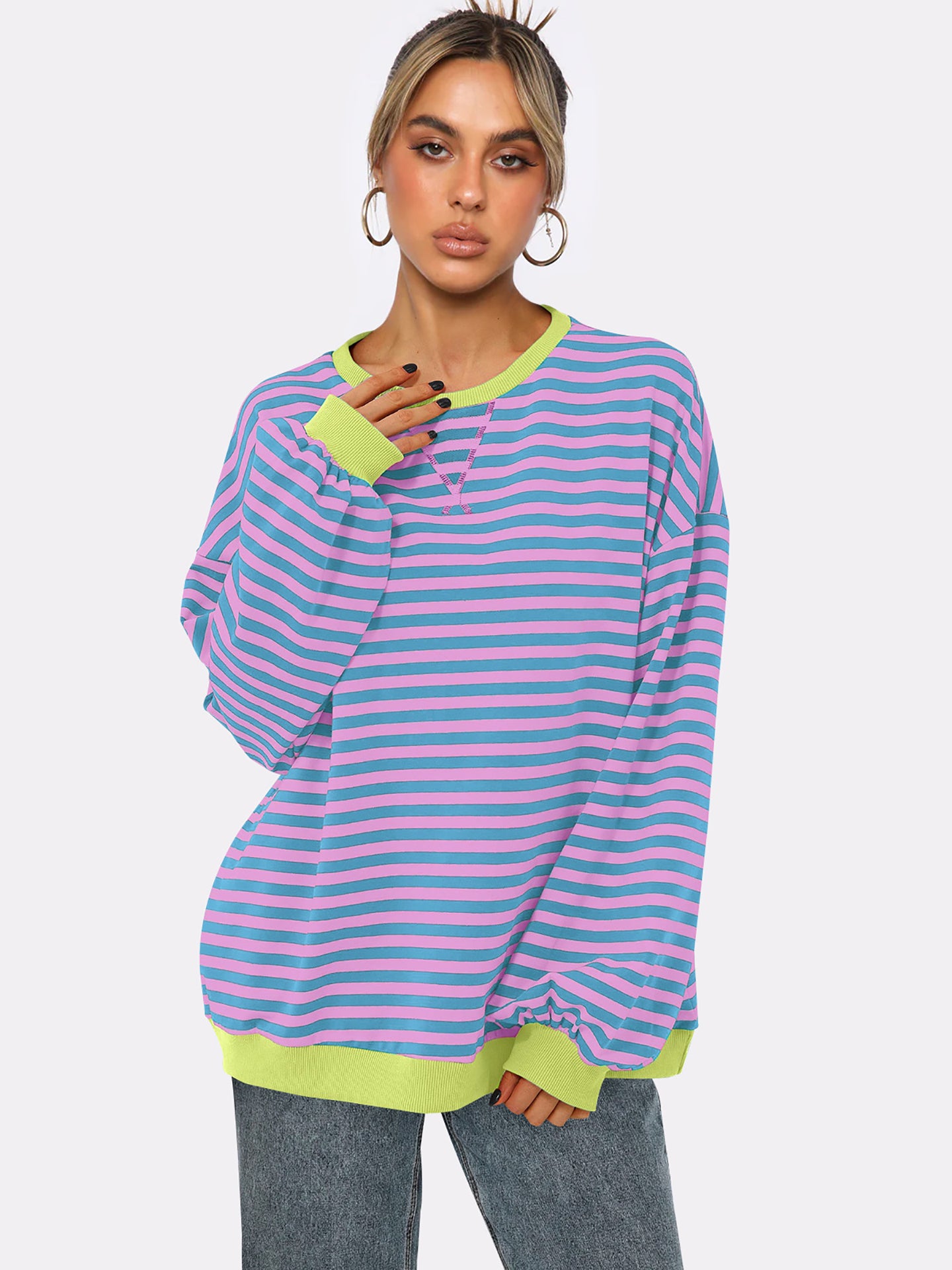 Women Striped Sweatshirt