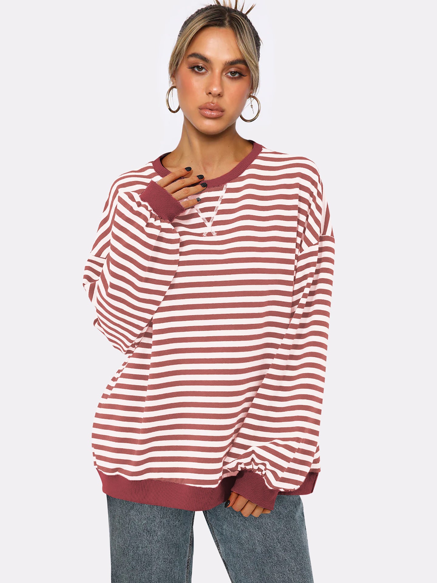 Women Striped Sweatshirt