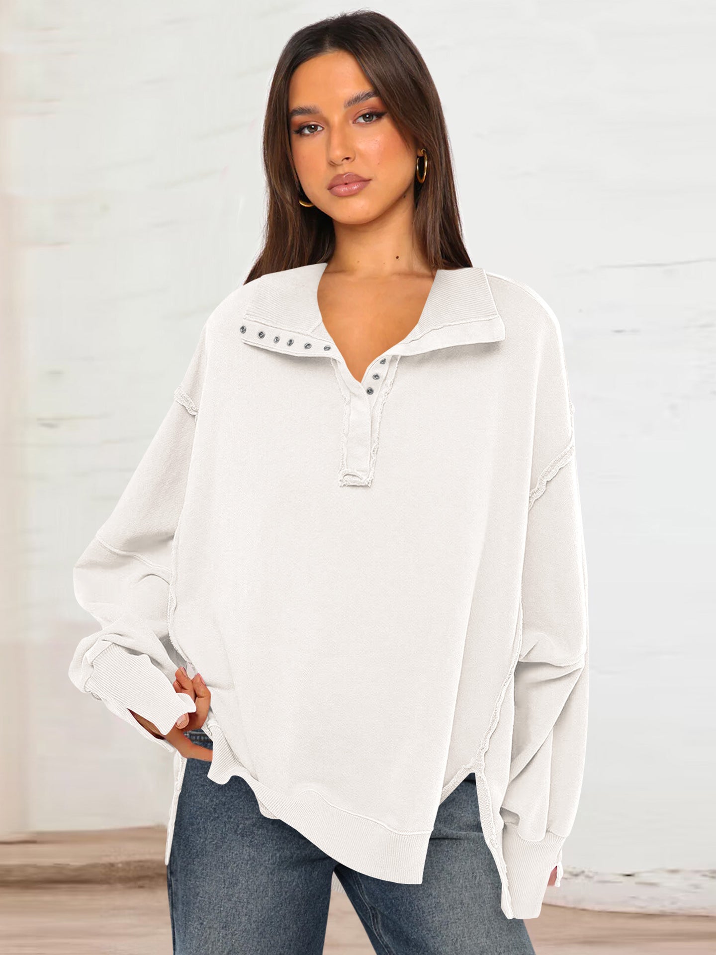Women Solid Sweatshirt