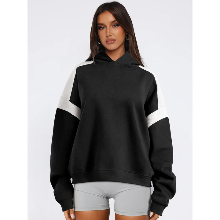 Women Colourblocked Hooded Sweatshirt