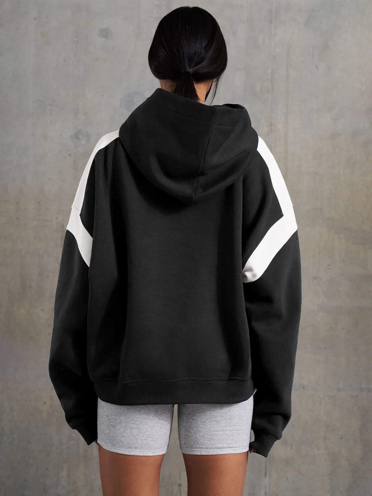 Women Colourblocked Hooded Sweatshirt