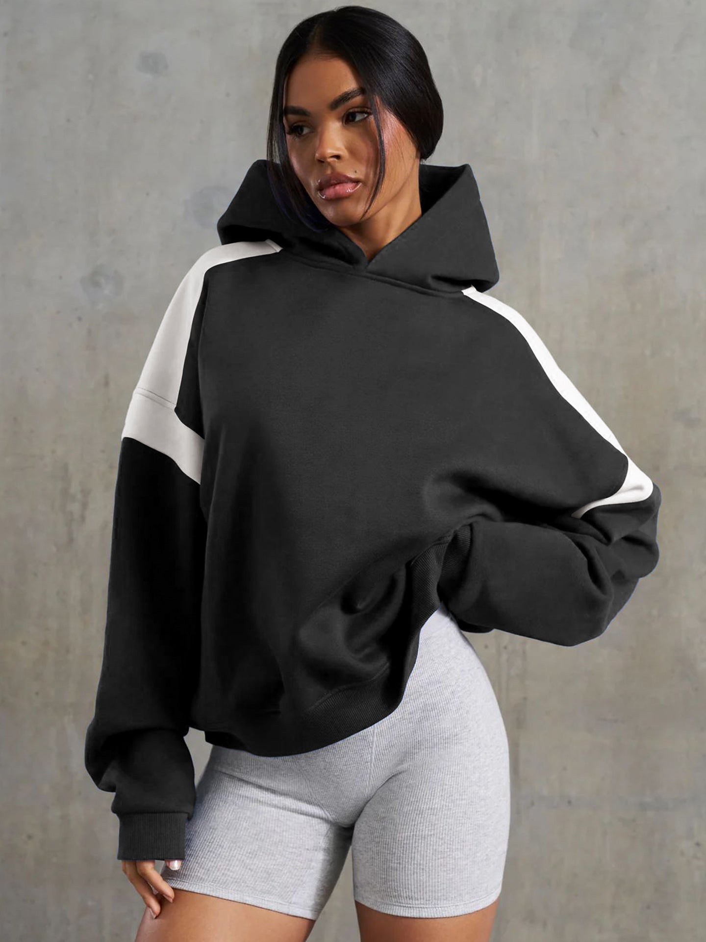 Women Colourblocked Hooded Sweatshirt