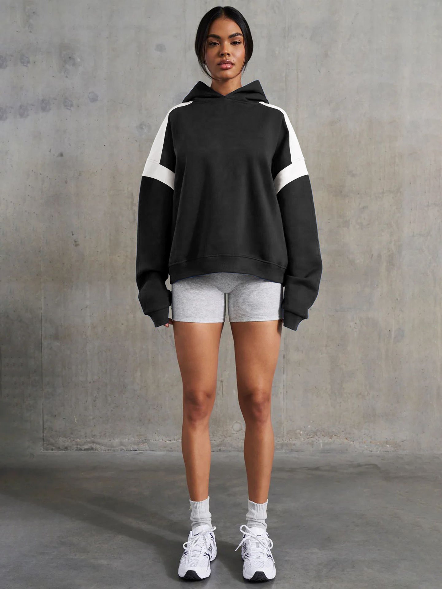 Women Colourblocked Hooded Sweatshirt