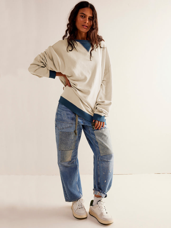 Women Round Neck Solid Sweatshirt