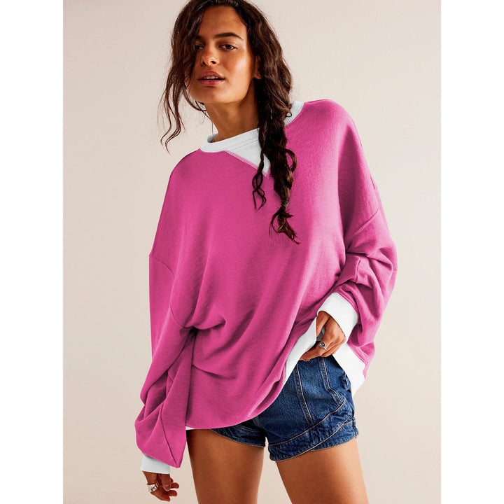Women Round Neck Solid Sweatshirt
