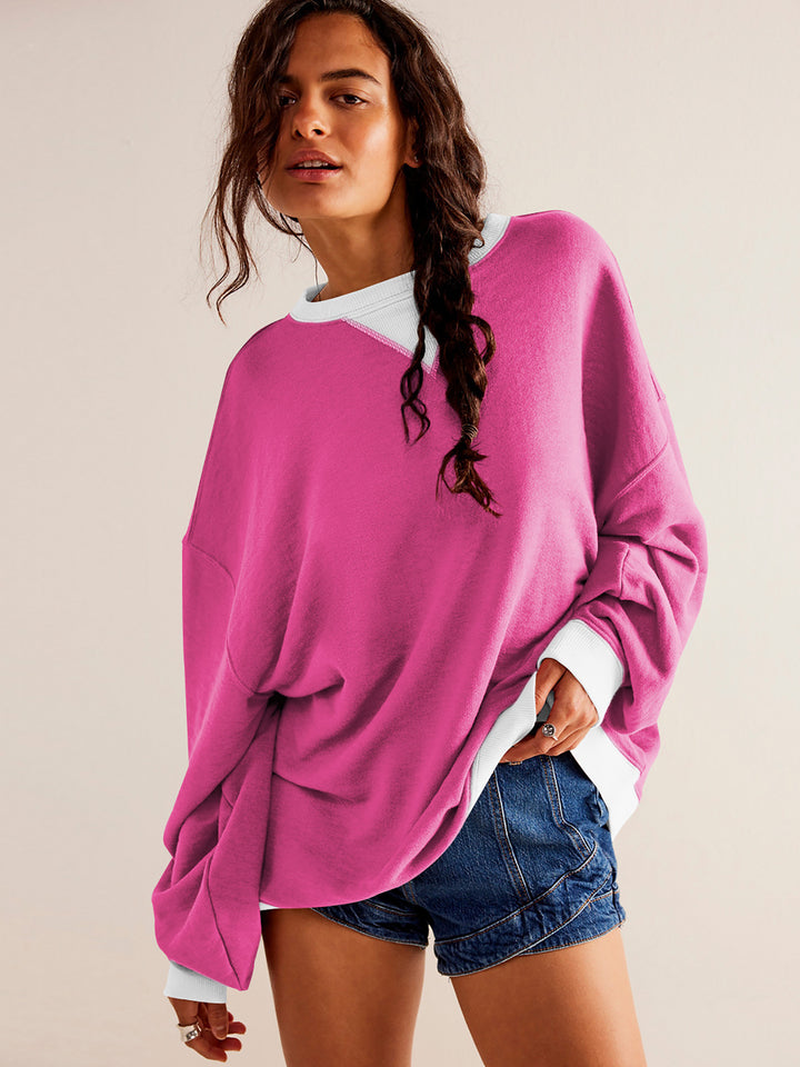 Women Round Neck Solid Sweatshirt
