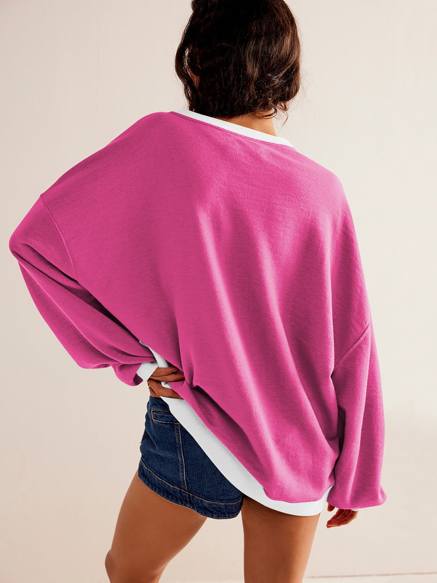 Women Round Neck Solid Sweatshirt