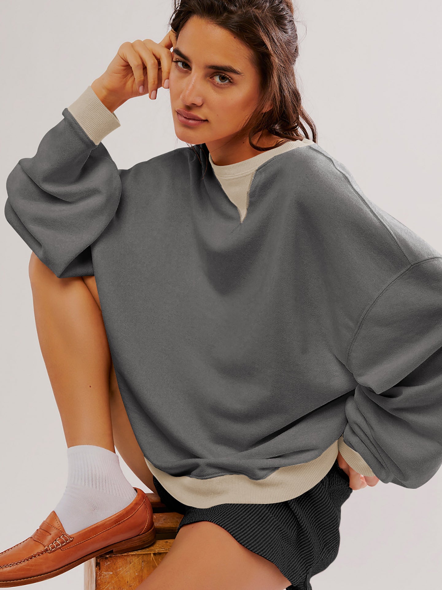 Women Solid Sweatshirt