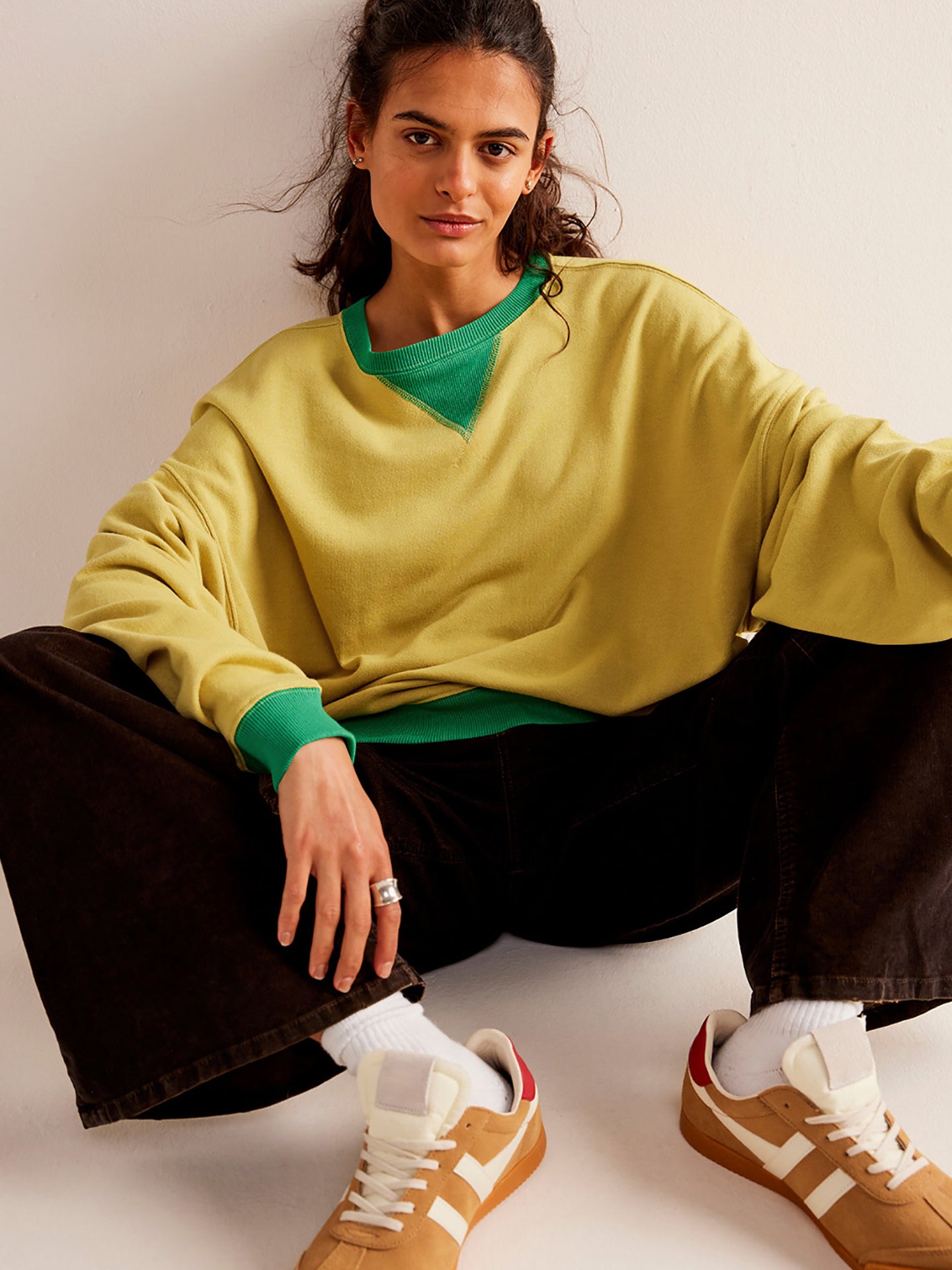 Women Round Neck Solid Sweatshirt
