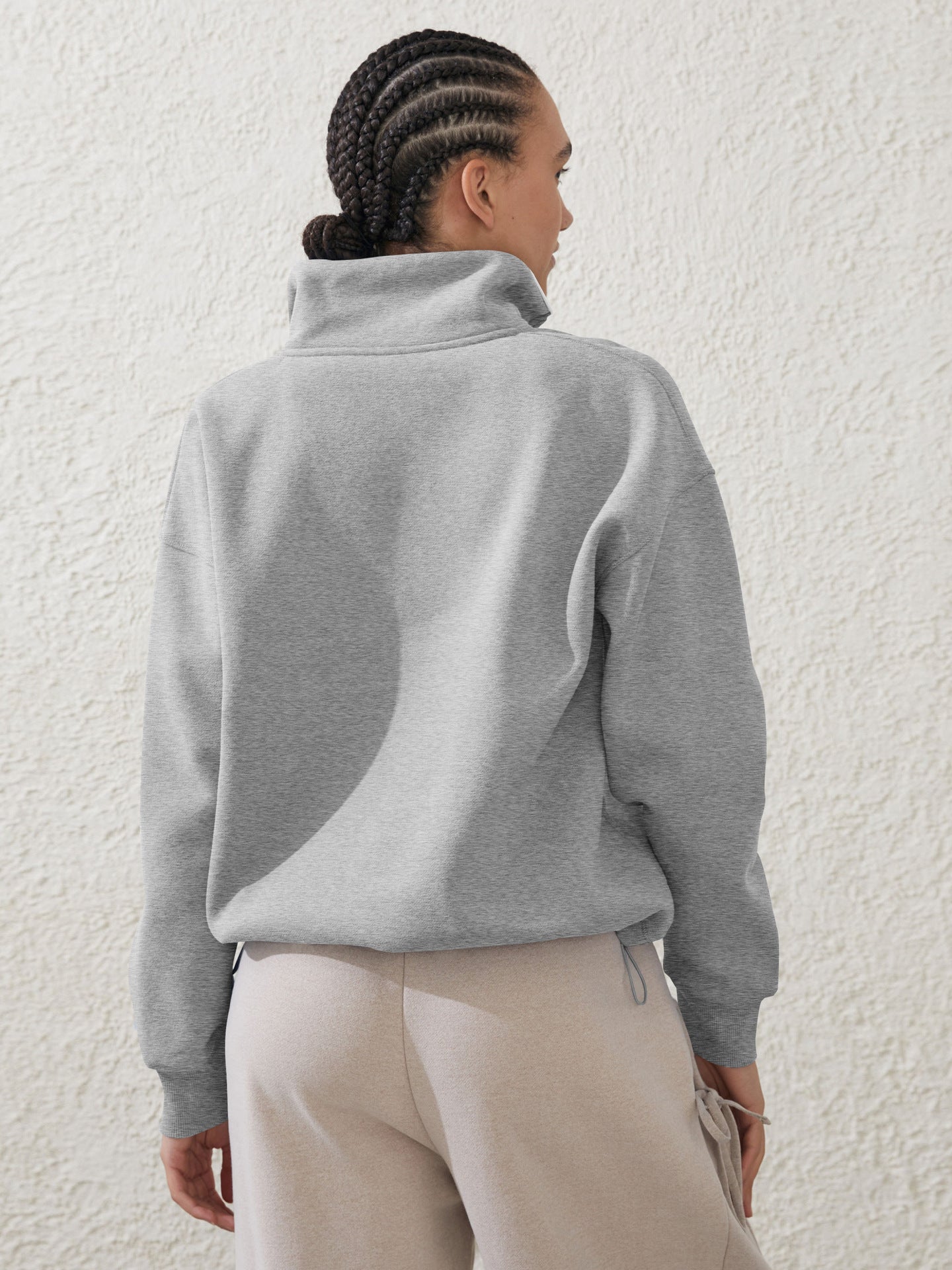 Women Mock Collar Half Zipper Sweatshirt