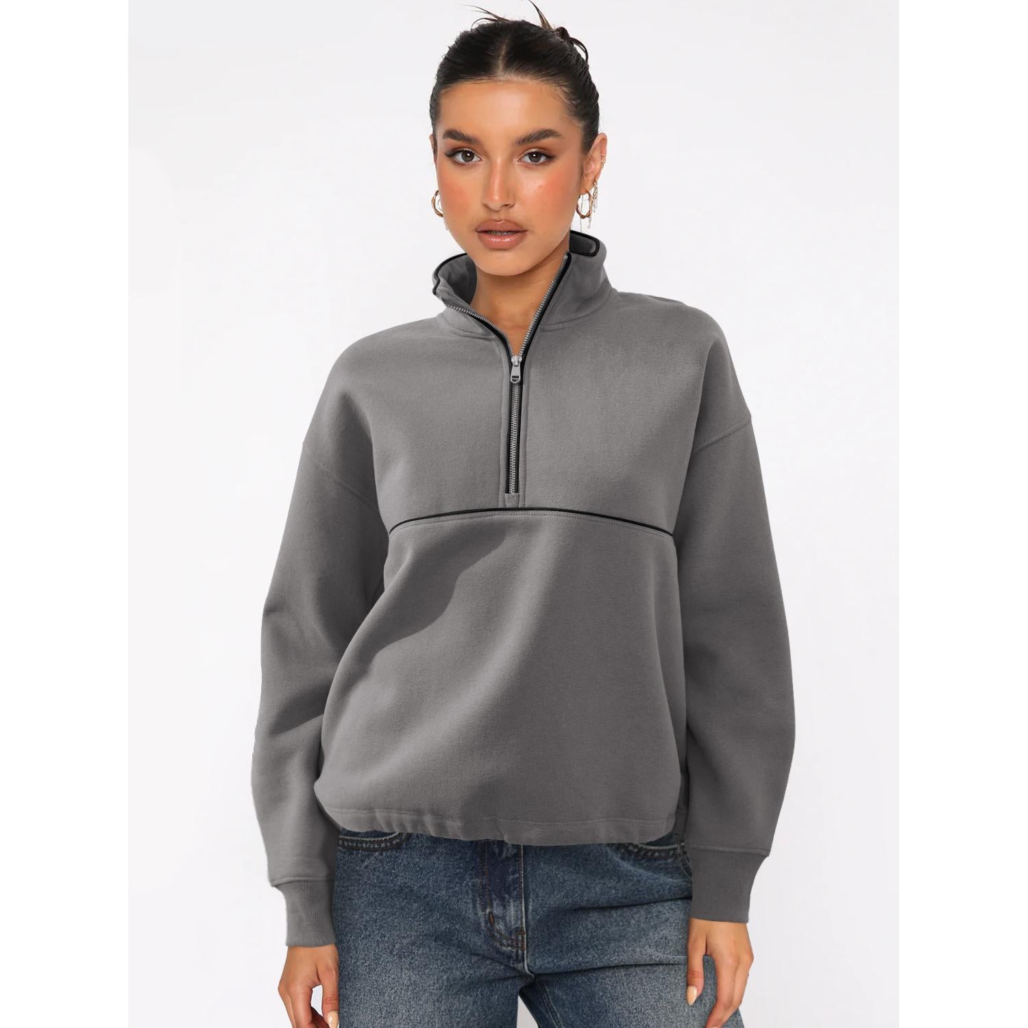 Women Mock Collar Sweatshirt