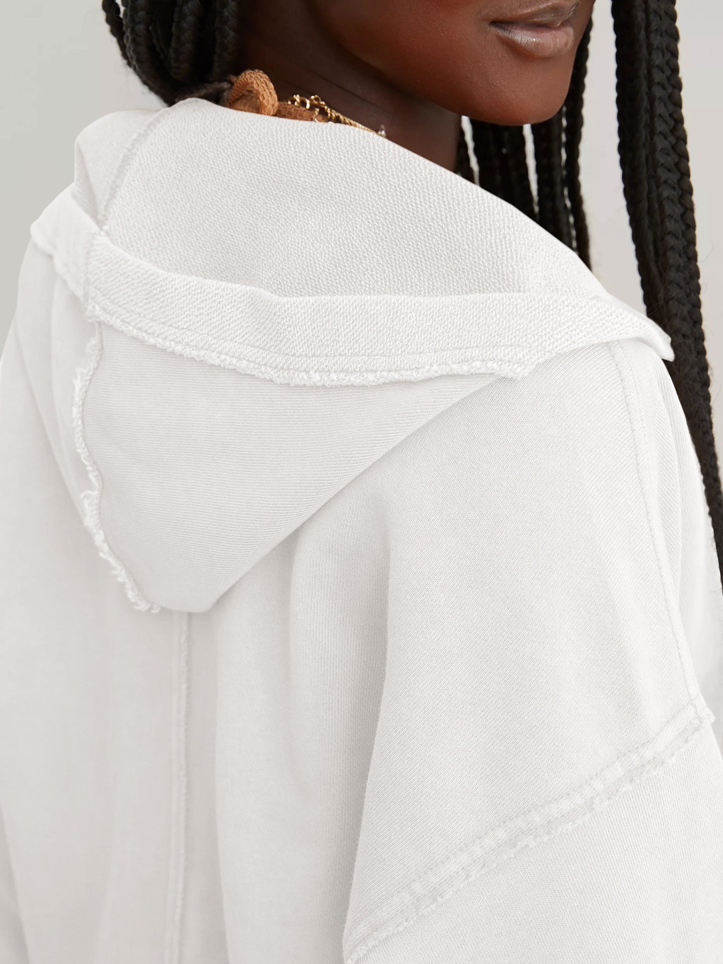 Women Solid Crop Hooded Sweatshirt