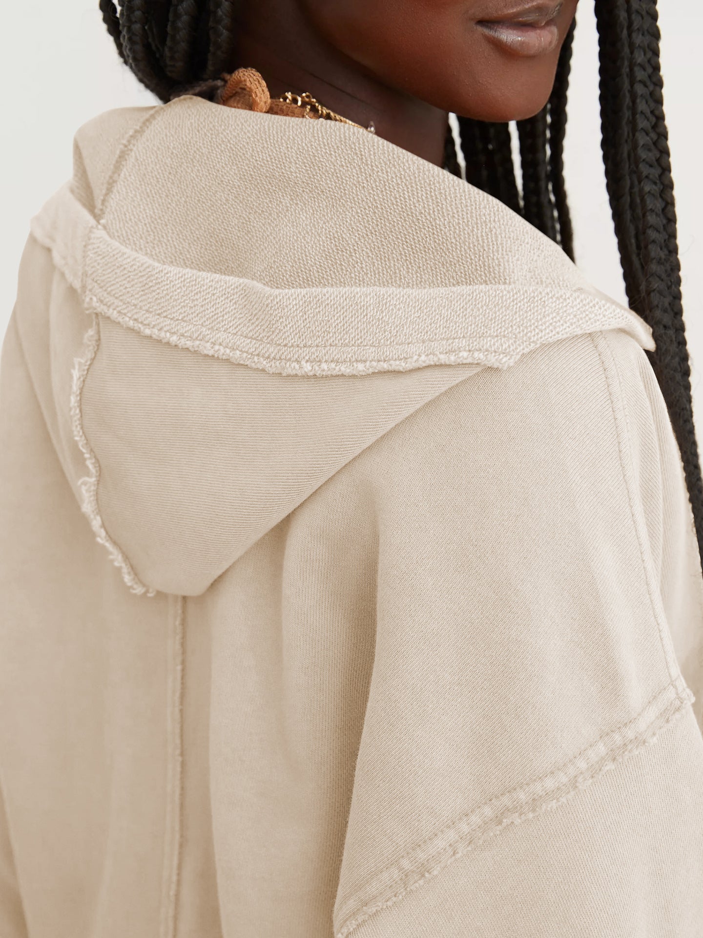 Women Solid Hooded Crop Sweatshirt