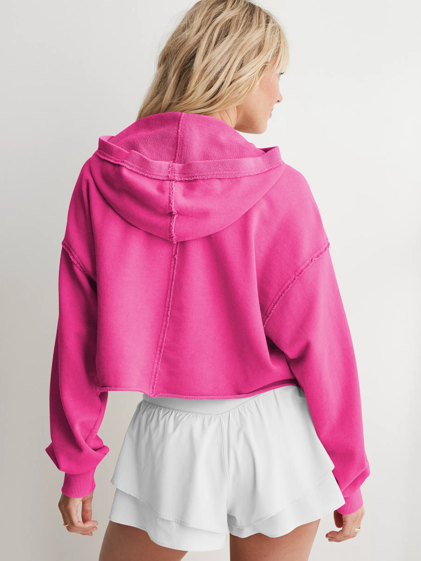 Women Solid Hooded Sweatshirt