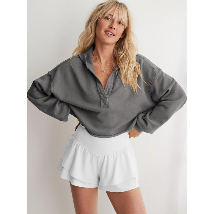 Women Solid Hooded Sweatshirt