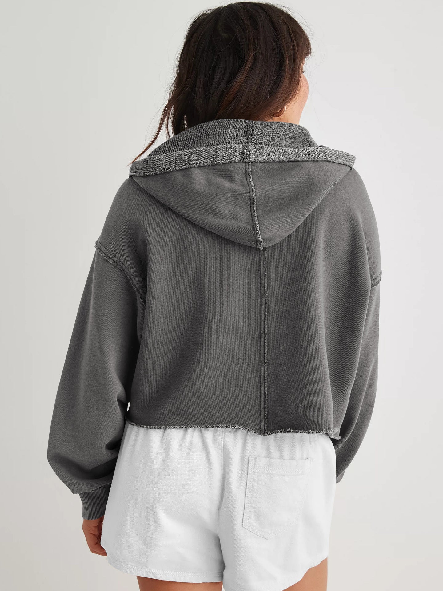 Women Solid Hooded Sweatshirt