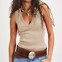 Women Ribbed Sleeveless Tank Top