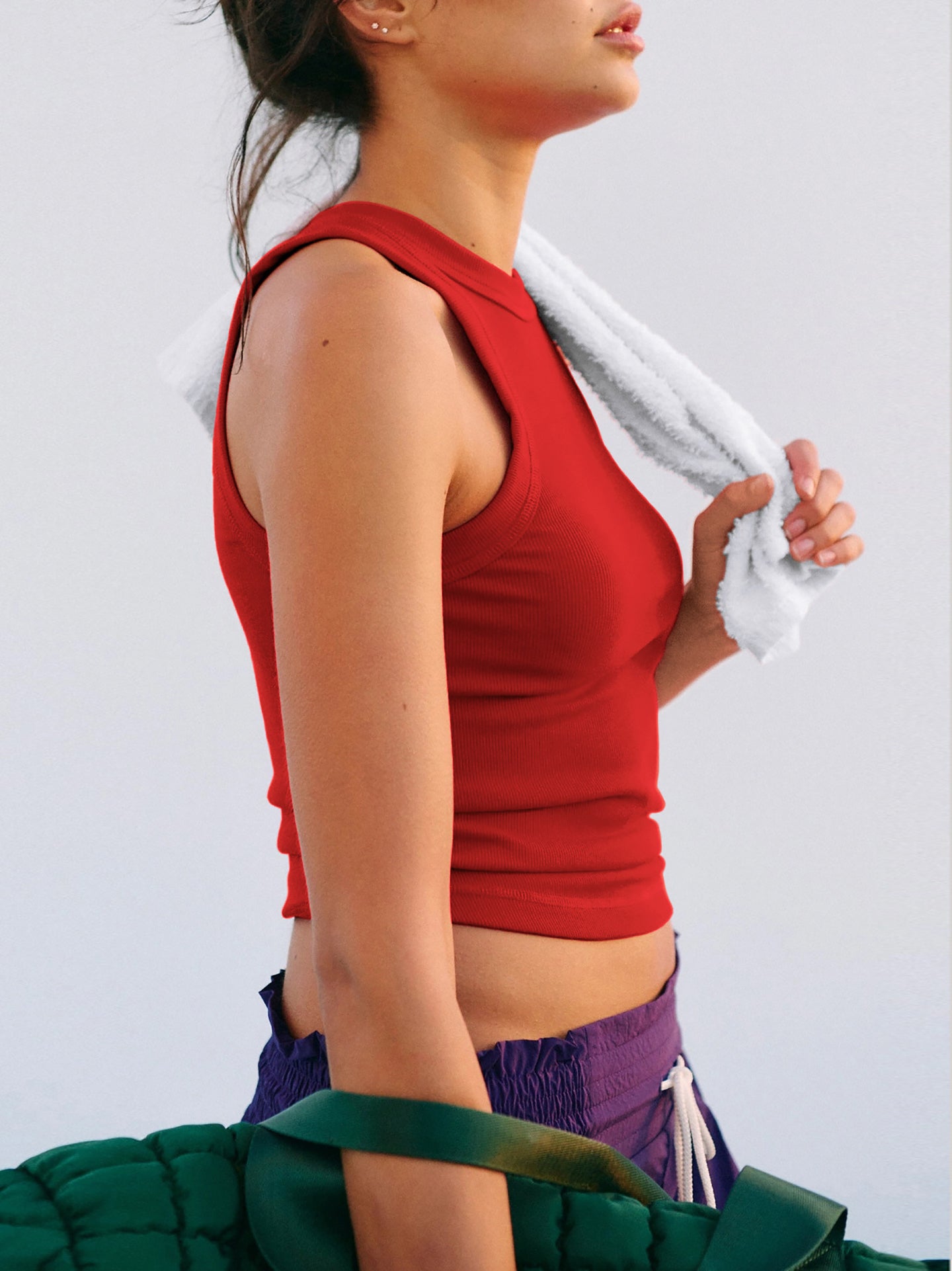 Women Ribbed Round Neck Tank Crop Top