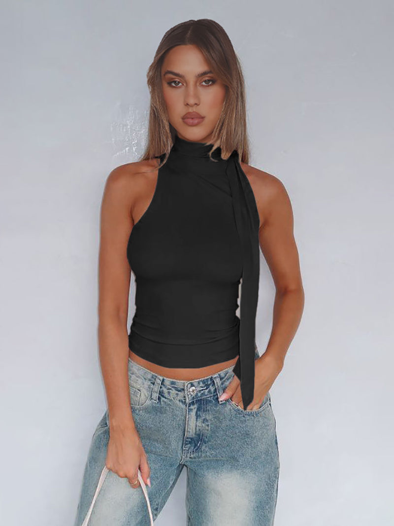Round Neck Fitted Crop Top