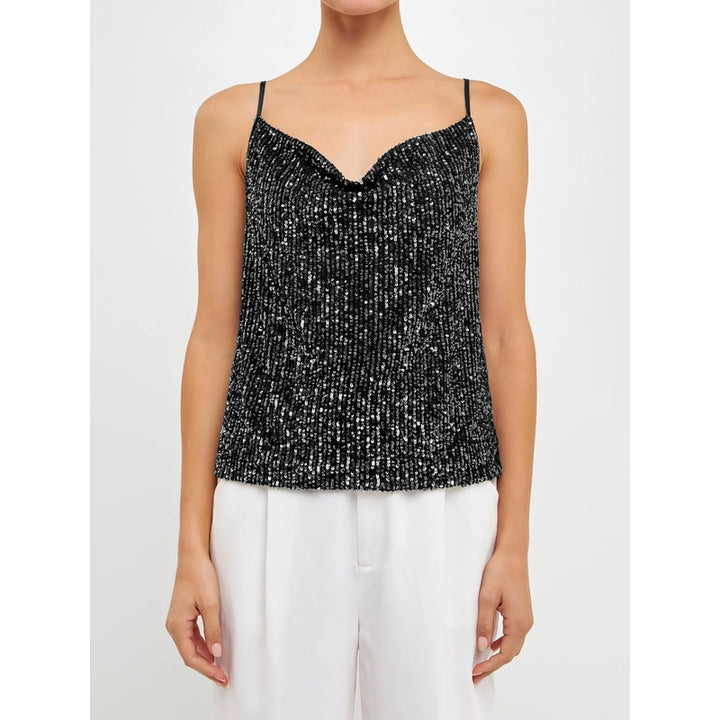 Women Cowl Neck Sequined Party Top