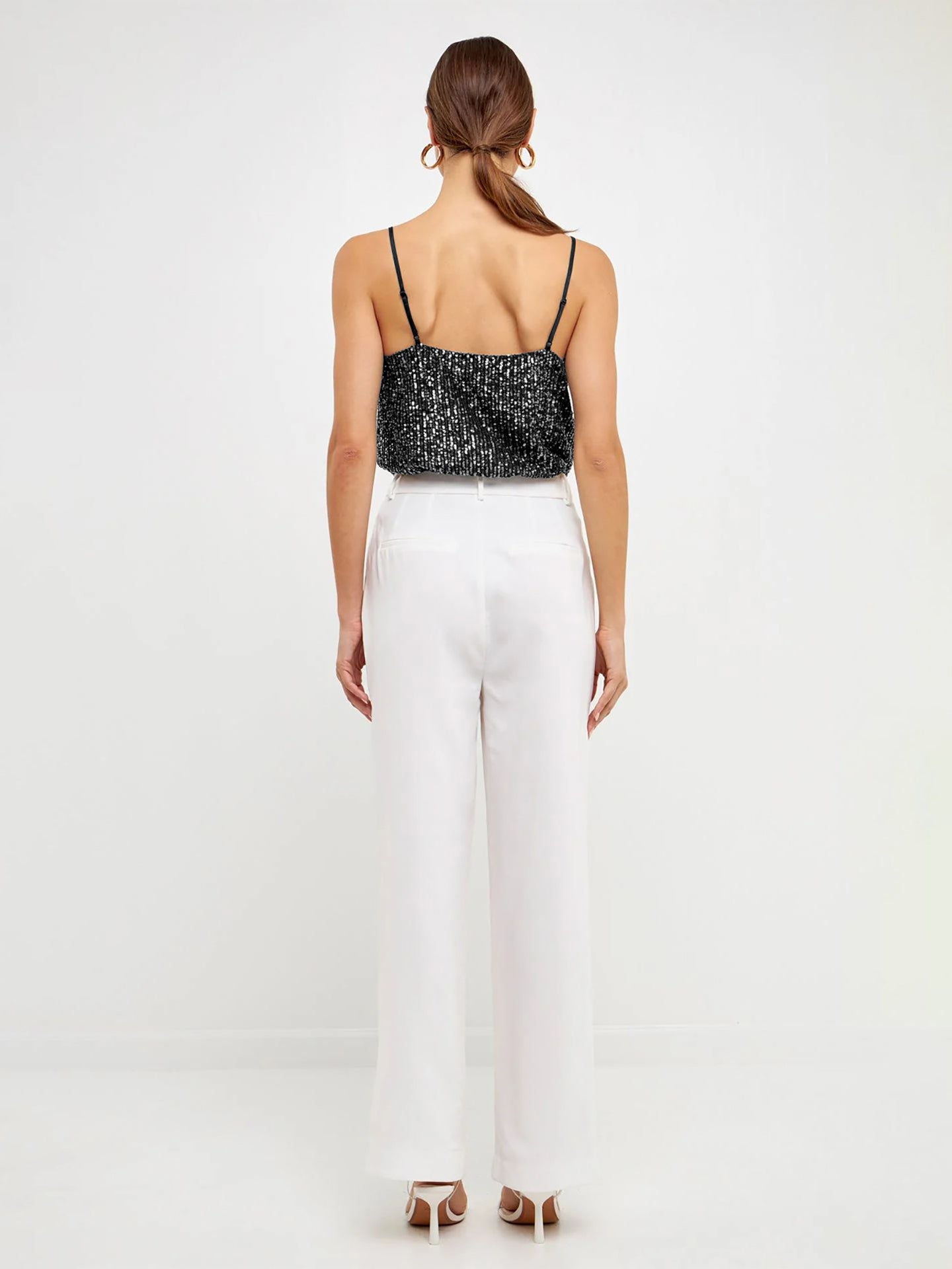 Women Cowl Neck Sequined Party Top