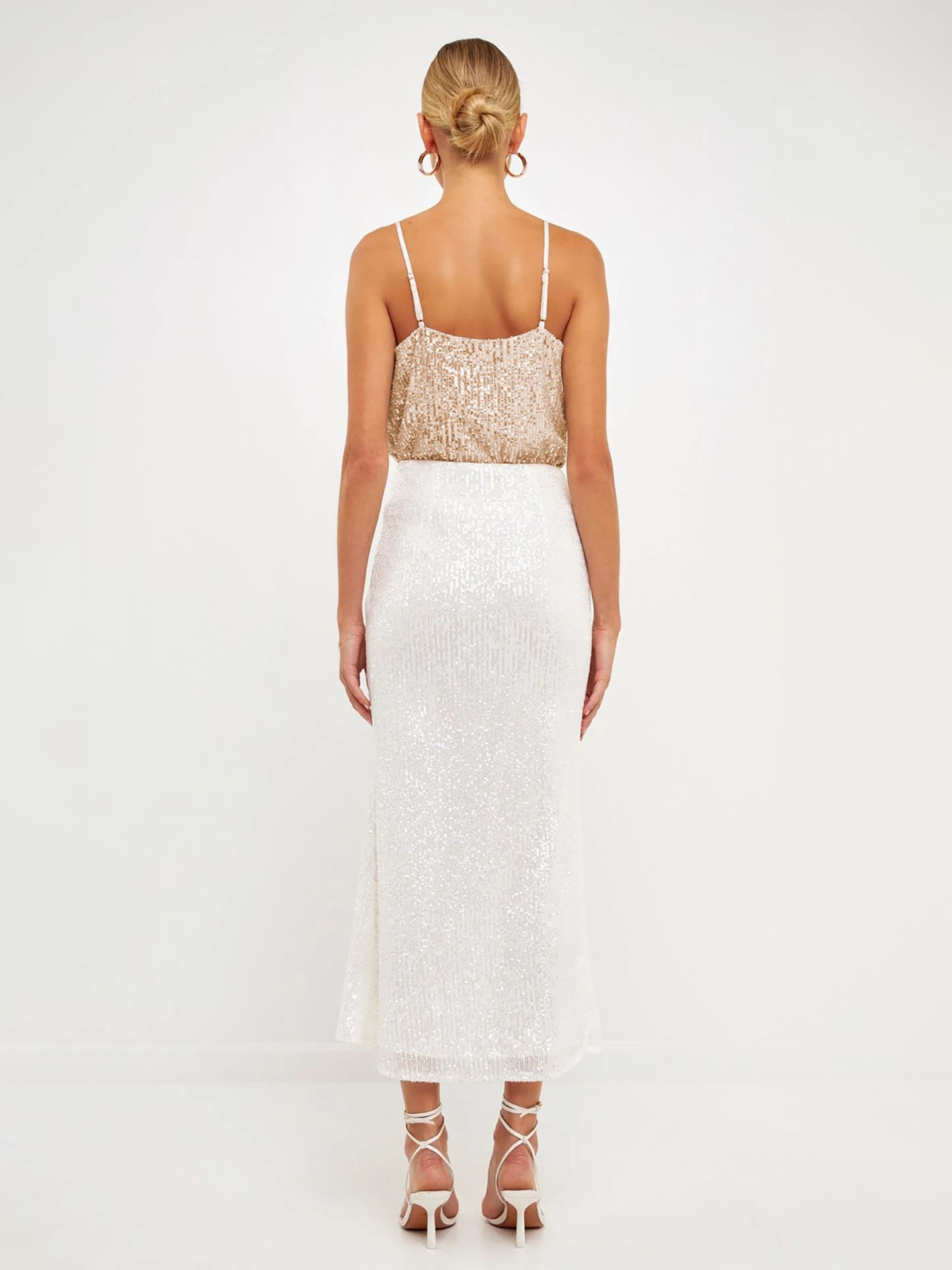 Women Sequined Cowl Neck Party Top