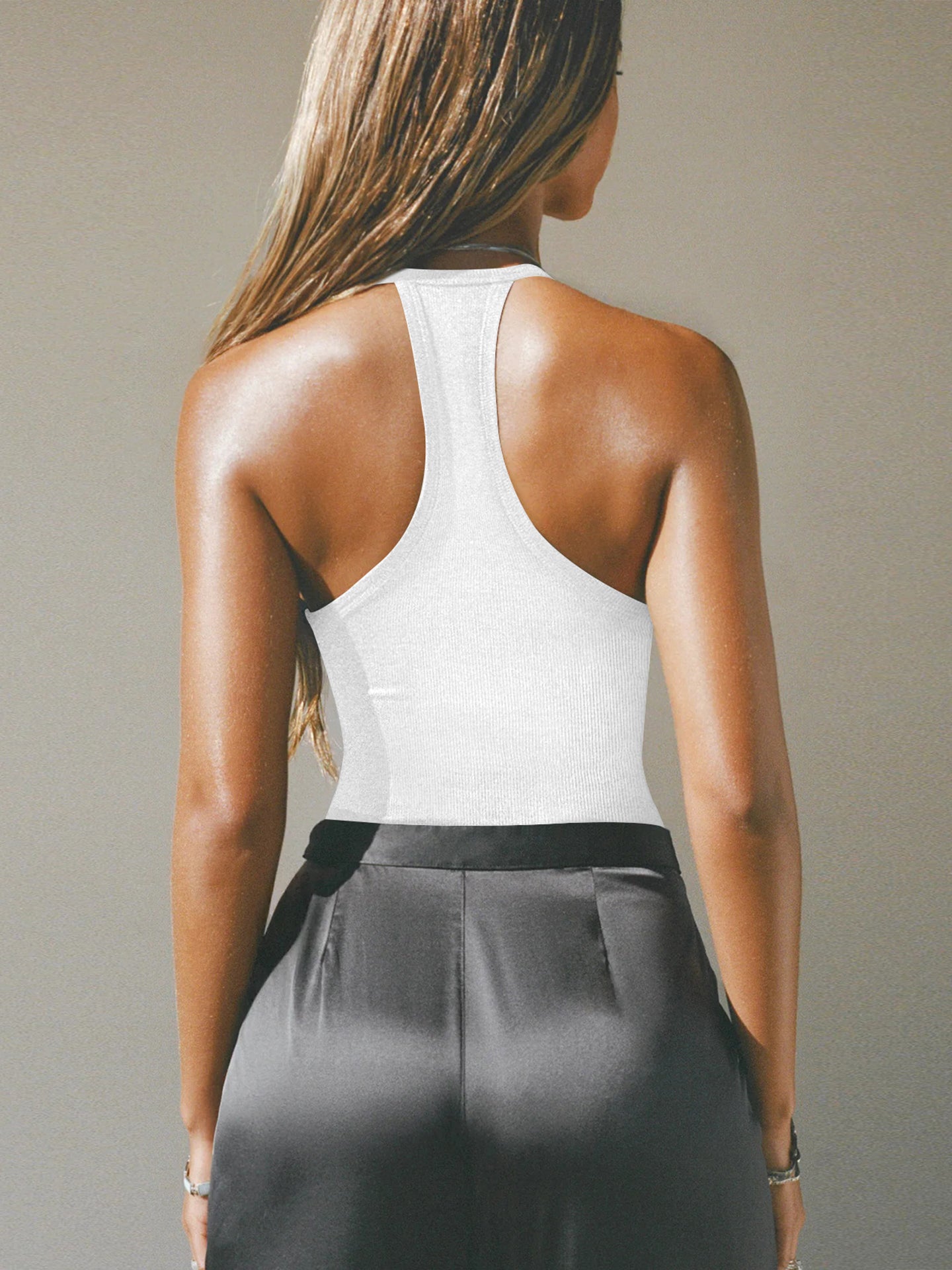 Plunge Neck Cut Out Fitted Crop Top