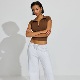 Solid Shirt Collar Tank Crop Top