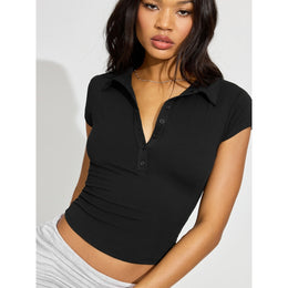 Shirt Collar Regular Crop Top