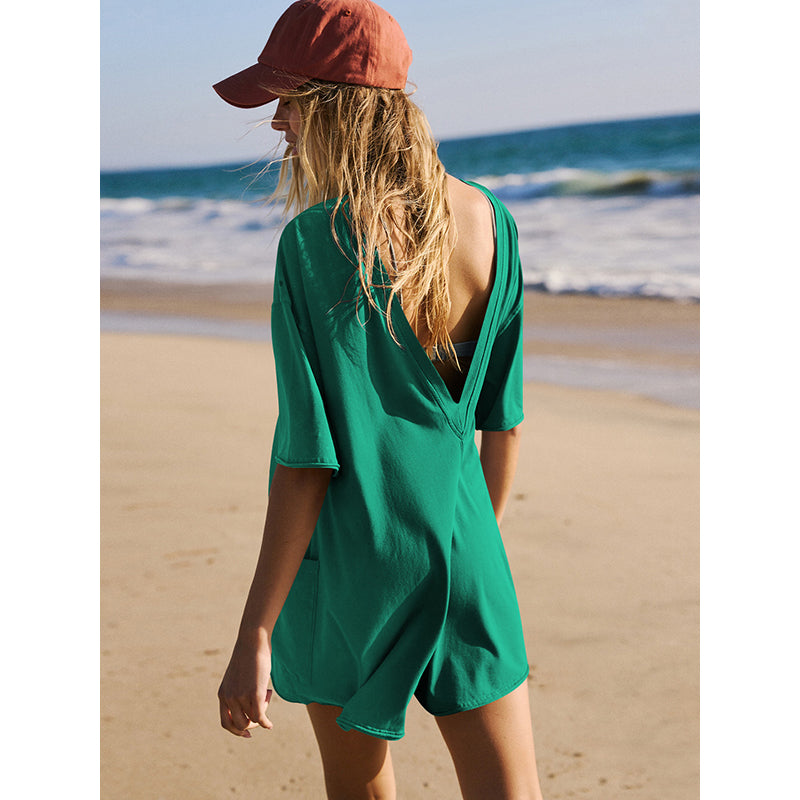 Green Round Neck Playsuit