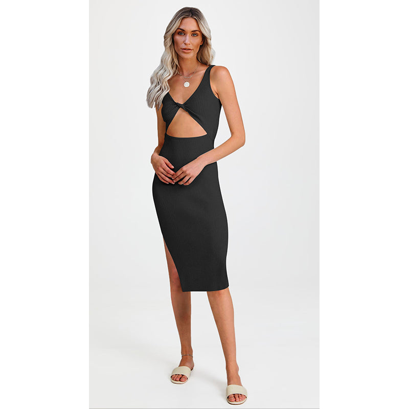 Shoulder Straps Straight Bodycon Midi Dress