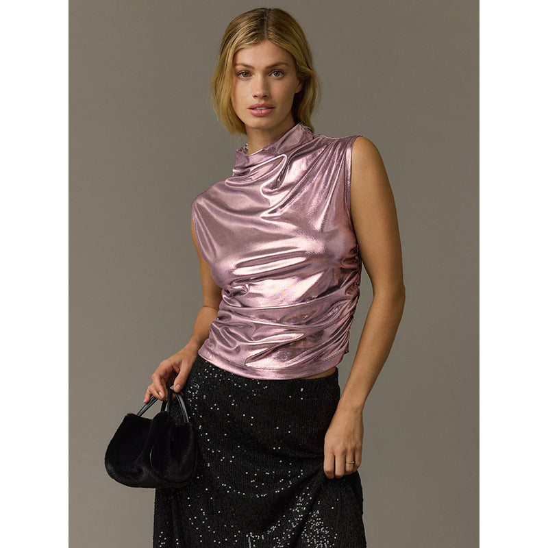 Pink Cowl Neck Top