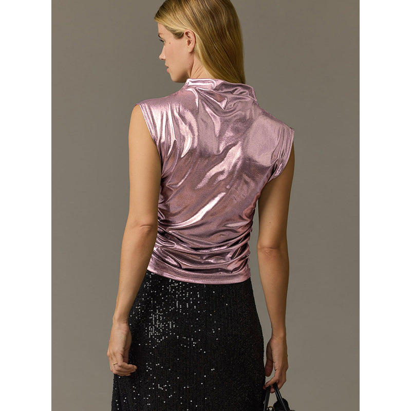 Pink Cowl Neck Top