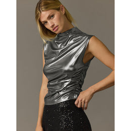 Grey High Neck Sleeveless Top