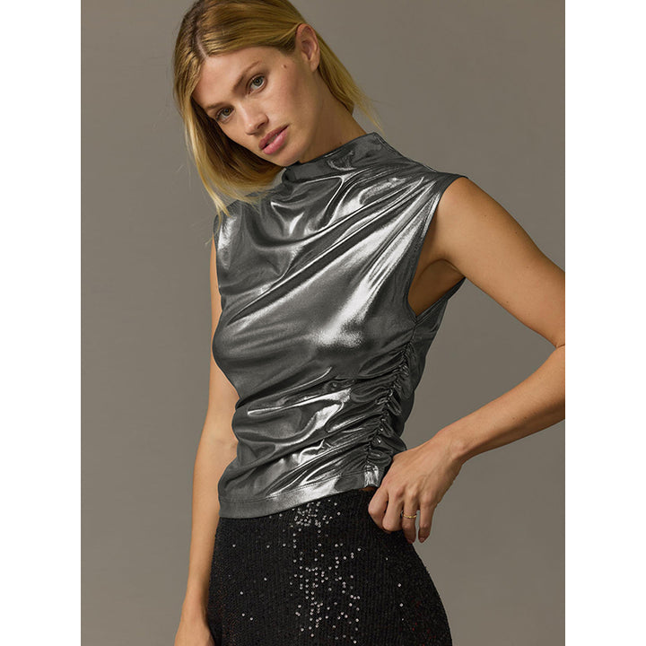 Grey High Neck Sleeveless Top