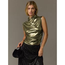 Gold Toned Cowl Neck Top