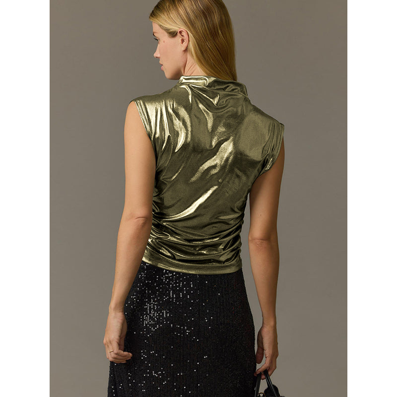 Gold Toned Cowl Neck Top