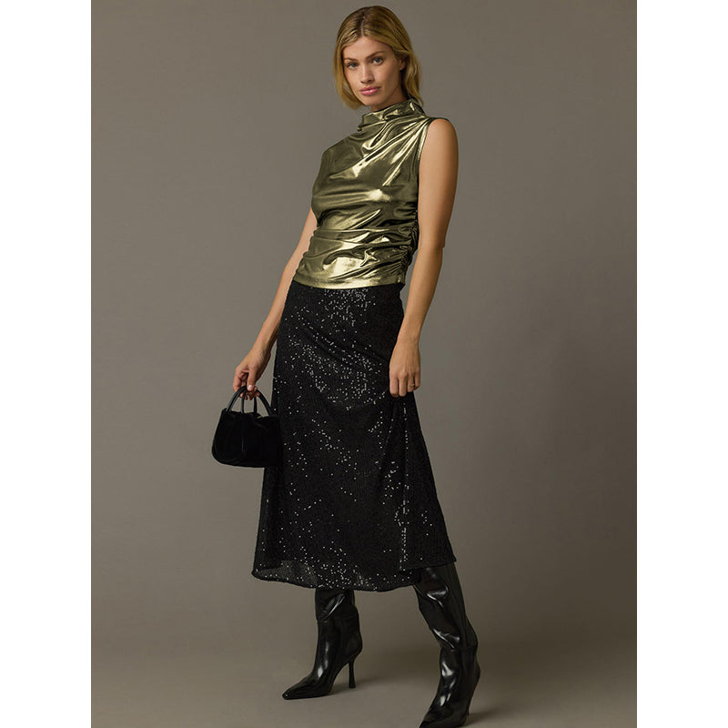 Gold Toned Cowl Neck Top