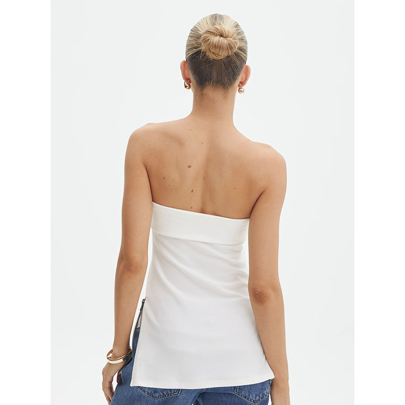 White Strapless Longline Tube Top