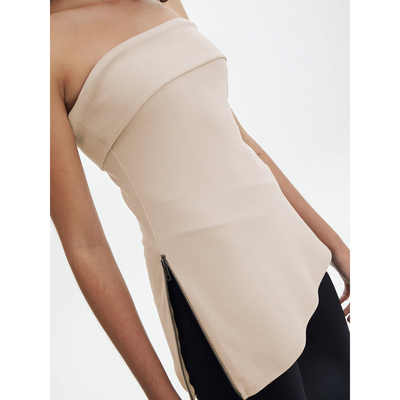 Half Shoulder Tube Longline Top